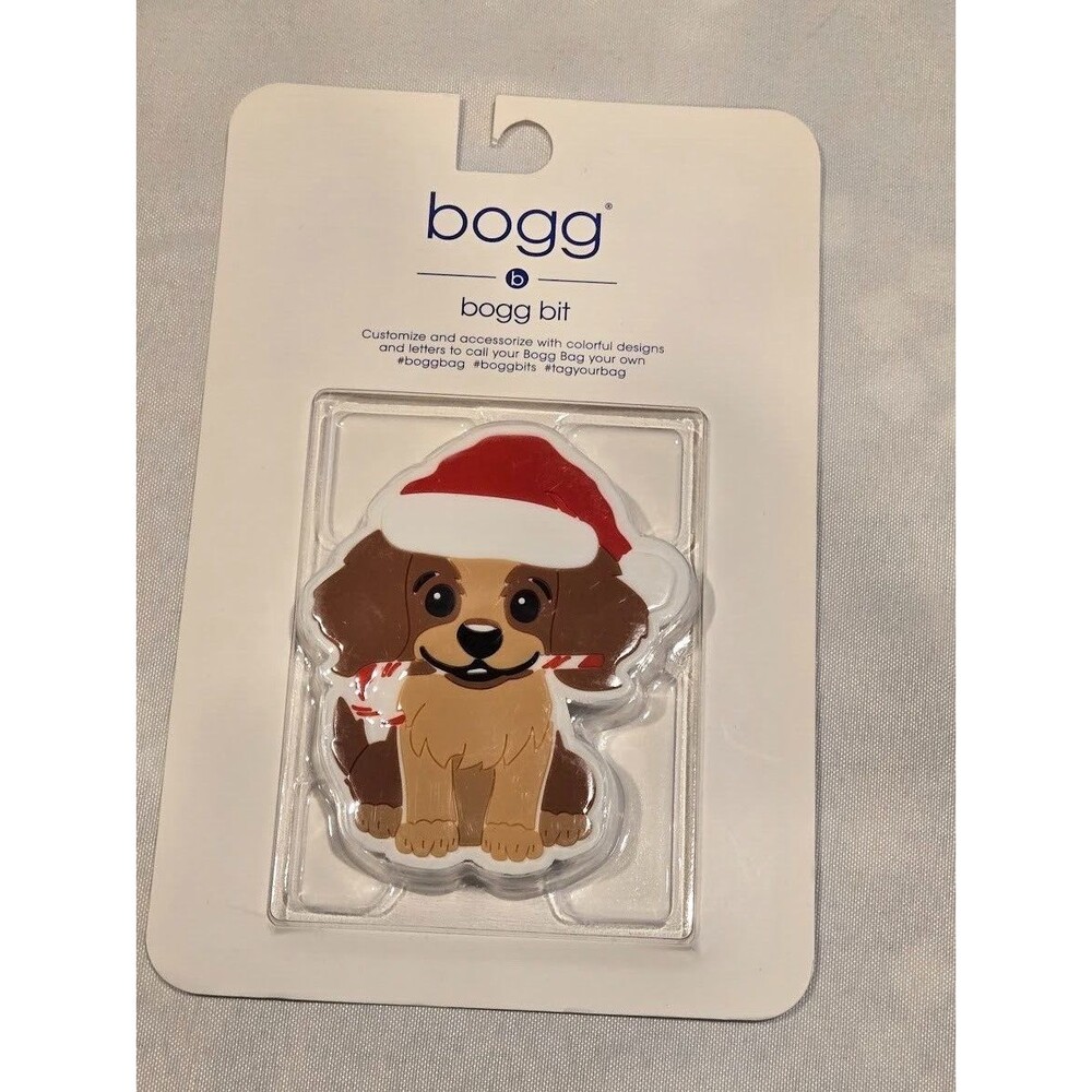 Holiday Bogg Bag Bogg Bits - Puppy With Santa Hat & Candy Cane